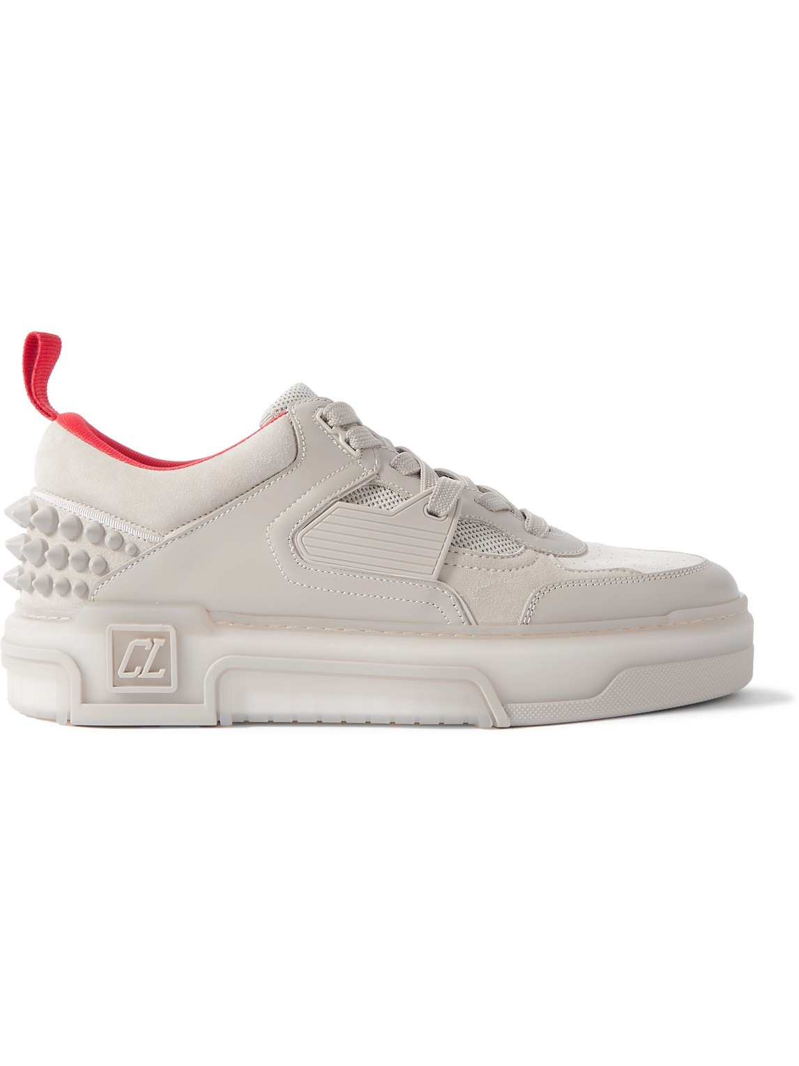 Christian Louboutin - Astroloubi Spiked Leather, Suede and Mesh Sneakers - Men - Neutrals - EU 42.5 von Christian Louboutin