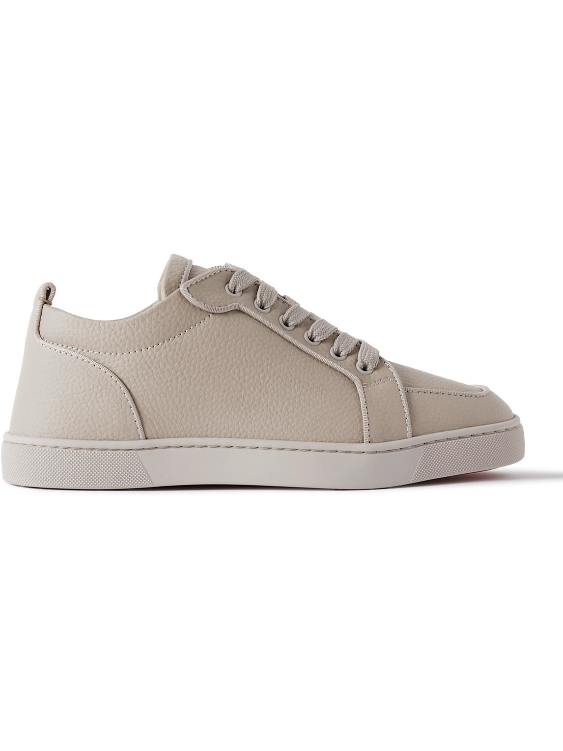 Christian Louboutin - Rantulow Orlato Grosgrain-Trimmed Full-Grain Leather Sneakers - Men - Neutrals - EU 44 von Christian Louboutin