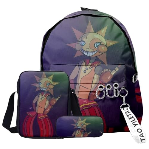 Chukamalilayi FNAF Rucksack-Set, 3-teilig, Schülerbedarfsset, Sicherheitsverletzung, 3D-Druck, Schultasche, einzelne Umhängetasche, Federmäppchen für Jungen, Mädchen, Schüler, Typ11, Backpack von Chukamalilayi