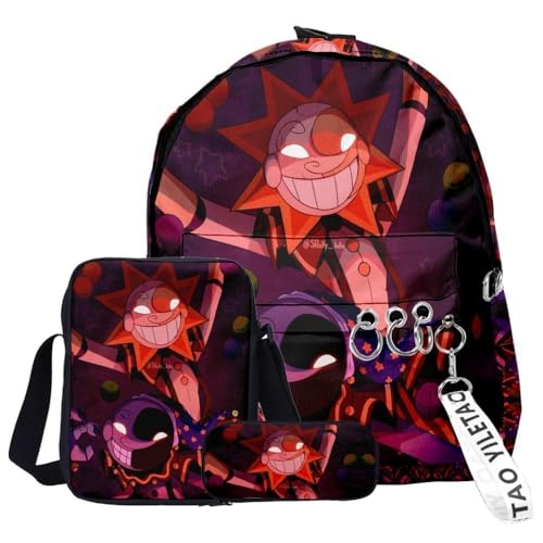 Chukamalilayi FNAF Rucksack-Set, 3-teilig, Schülerbedarfsset, Sicherheitsverletzung, 3D-Druck, Schultasche, einzelne Umhängetasche, Federmäppchen für Jungen, Mädchen, Schüler, Typ4, Backpack von Chukamalilayi