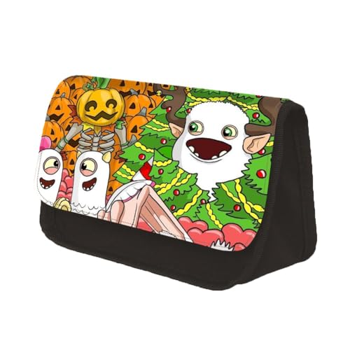 Chukamalilayi Federmäppchen für Jungen und Mädchen – My Singing Monsters Federmäppchen Cartoon Anime Große Stifttasche Tasche Büro Organizer Schule Schreibwaren Zubehör Geschenke, Typ4, Casual von Chukamalilayi