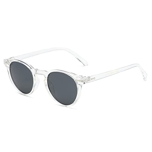 Cicano Polarisierte Retro-Sonnenbrille, UV-Schutz, runde Sport-Sonnenbrille für Männer und Frauen, Outdoor-Fahren, Transparent Grau von Cicano