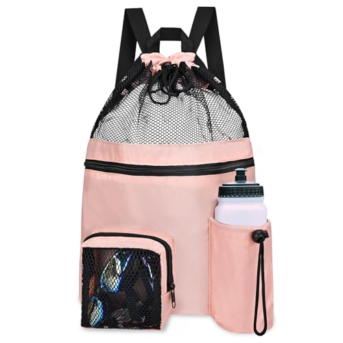 Cidumoa Schwimmrucksack Wasserdicht Mode Sport Rucksäcke Herren mit Nassen Schwimmtasche Mädchen Große Kapazität Turnbeutel Schwimmbeutel Mesh Bag für Schwimm Fitness Training Sausrüstung, Rosa von Cidumoa