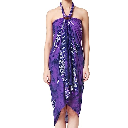 Ciffre Sarong Pareo Wickelrock Strandtuch Handtuch Wickelkleid Strandkleid Schal ca. 170cm x 110cm Gecko Lila Kleine Geckos von Ciffre