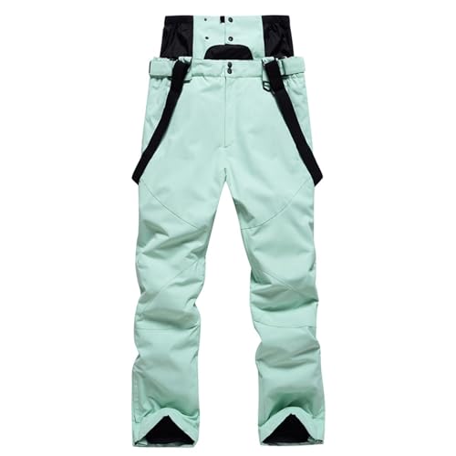 Cihdmfb Skihose Schneehose Damen Wasserdicht Winddichte Softshellhose Outdoorhose Warme Gefütterte Hosenträgerhose mit Verstellbarer Snowboardhose Skilanglaufhose Wanderhose Ski Pant(D Mintgrün,XL) von Cihdmfb