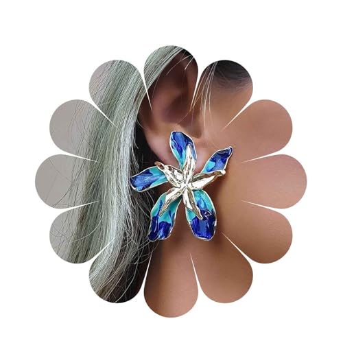 Cimenexe Böhmische Emaille Blume Ohrstecker Blau Emaille Blume Blütenblatt Ohrringe Große Metall Blume Ohrringe Übertrieben Blume Ohrringe Schmuck Für Frauen Und Mädchen Geschenke von Cimenexe