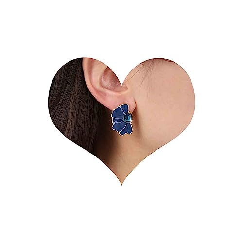 Cimenexe Böhmische Saphir Blumen Ohrringe Blau Emaille Blume Ohrringe Saphir Quadratische Ohrstecker Blau Kristall Lotus Blume Ohrringe Schmuck Für Frauen Und Mädchen Geschenke von Cimenexe