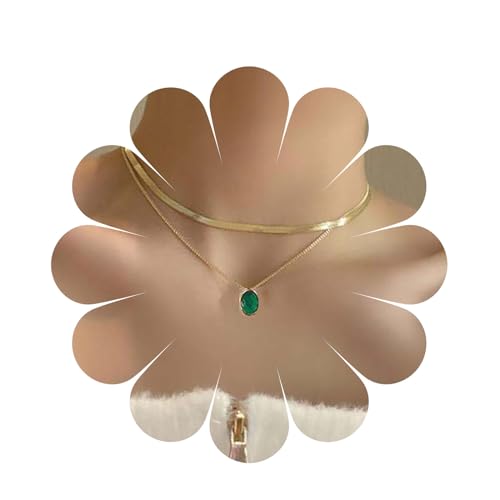 Cimenexe Bohème Geschichtet Oval Smaragd Choker Halskette Oval Smaragd Anhänger Halskette Gold Smaragd Kristall Halskette Grün Cz Schlange Kette Halskette Schmuck Für Frauen Und Mädchen Geschenke von Cimenexe