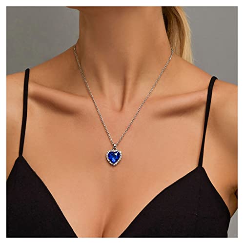 Cimenexe Bohème Saphir Herz Anhänger Halskette Silber Liebe Herz Halskette Saphir Herz Halskette Blau Cz Herz Choker Halskette Schmuck Für Frauen Und Mädchen Geschenke von Cimenexe