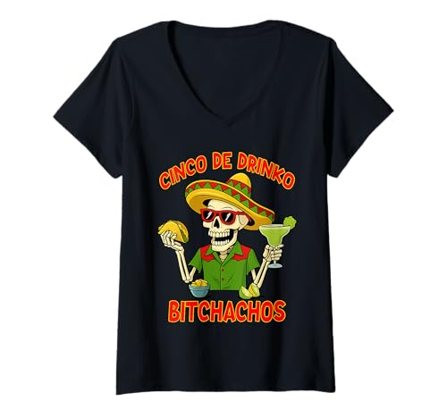 Damen Cinco De Drinko Bitchachos Cinco De Mayo Männer Frauen Trinken T-Shirt mit V-Ausschnitt Damen Cinco De Drinko Bitchachos Cinco De Mayo Männer Frauen Trinken T-Shirt mit V-Ausschnitt von Cinco De Drinko Bitchachos Matching Family Wear