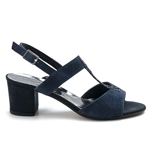 Cinzia Soft - Blue Suede Sandals with medium Heel - IBBF325CG 004-38 von Cinzia Soft
