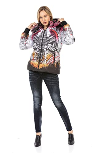 Cipo & Baxx Damen Jacke Steppjacke Winterjacke Alloverprint Kapuzenjacke WM130 Ecru L von Cipo & Baxx