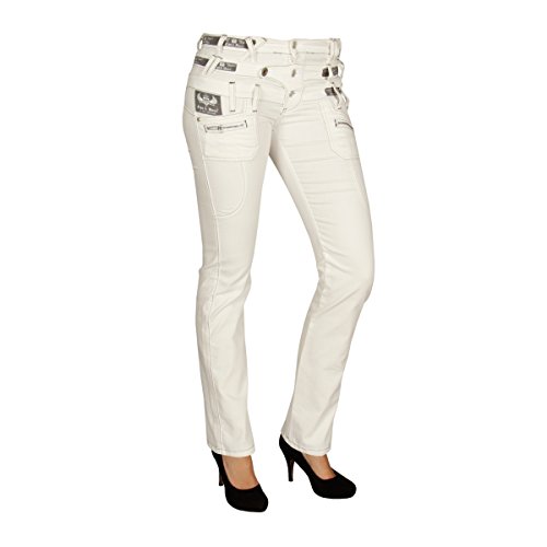 Cipo & Baxx Damen Jeanshose Straight Fit Dreifachbund Denim CBW-0245 Weiß W25 L32 von Cipo & Baxx