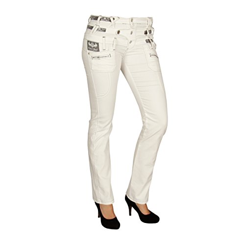 Cipo & Baxx Damen Jeanshose Straight Fit Dreifachbund Denim CBW-0245 Weiß W26 L32 von Cipo & Baxx