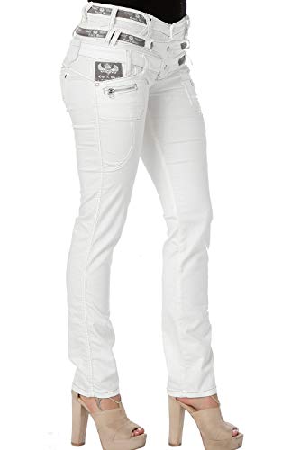 Cipo & Baxx Damen Jeanshose Straight Fit Dreifachbund Denim CBW-0245 Weiß W29 L34 von Cipo & Baxx