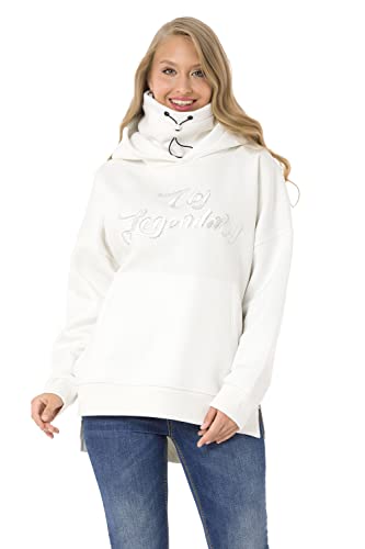 Cipo & Baxx Damen Sweatshirt Hoherkragen Hoodie Langarmshirt Kapuzenpullover Sweater Print WL331 Ecru XL von Cipo & Baxx