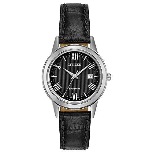 CITIZEN Damen Analog Quarz Uhr mit Leder Armband FE1081-08E, Schwarz von CITIZEN