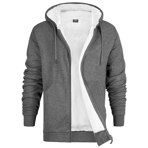 CityComfort Hoodie Herren mit Fleece-Futter und Reißverschluss, Fleecejacke Herren Zipper Hoodie für Männer und Teenager M - 3XL - Geschenke für Männer (Anthrazit, 3XL) von CityComfort