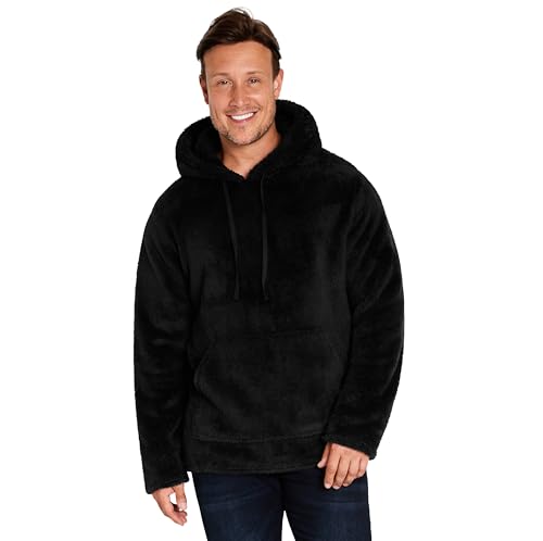 CityComfort Kapuzenpullover Herren für den Winter - Superweicher Flauschiger Hoodie-Pullover für Männer - M-3XL Fleece Loungewear (Schwarz, M) von CityComfort