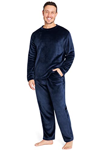 CityComfort Schlafanzug Herren Lang, Fleece Pyjama Herren Lang (2XL, Navy blau) von CityComfort