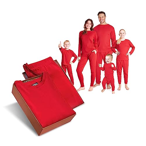 CityComfort Schlafanzug Herren Lang, Pyjama Set Lange Ärmeln & Lange Pyjama Hose - Männer Geschenke (Rot, L) von CityComfort