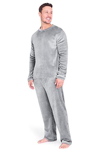 CityComfort Schlafanzug Herren Lang, Fleece Pyjama Herren Lang (2XL, Hellgrau) von CityComfort