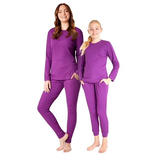 CityComfort Schlafanzug Damen Lang, Pyjama Set Lange Ärmeln & Lange Pyjama Hose - Frauen Geschenke (Lila, L) von CityComfort