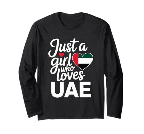 Just A Girl Who Loves UAE Souvenirs Flagge Langarmshirt Just A Girl Who Loves UAE Souvenirs Flagge Langarmshirt von Cityscape Gifts Co