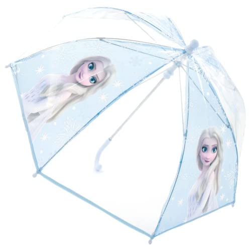 Claire's Disney© Frozen-Regenschirm | Hellblau & Transparent | mit Schneeflocken | Für Kinder, Mädchen, ab 3 Jahren von Claire's