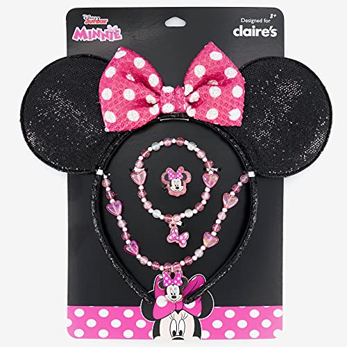 Claire's Disney© Minnie Maus Ohren & Schmuckset für Mädchen, Disney Schmuck für Mädchen, Minnie Mouse Schmuck für Kleinkinder & Mädchen, 4-5 Jahre, Kunststoff von Claire's