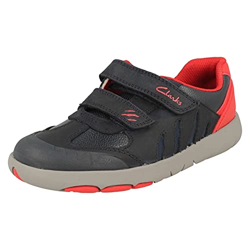 CLARKS - Boys Shoes K - Clarks Rex Play Kids Navy/Red Leather - Navy/Red Leather - 11 UK / 29 EU - F (Standard) von Clarks