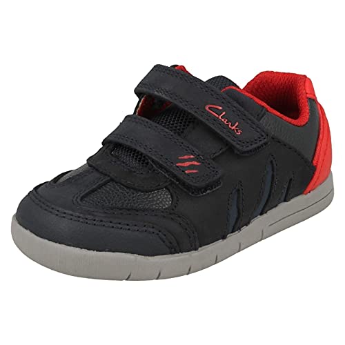 CLARKS - Boys Shoes T - Clarks Rex Play Tots Navy/Red Leather - Navy/Red Leather - 9.5 UK / 27.5 EU - F (Standard) von Clarks