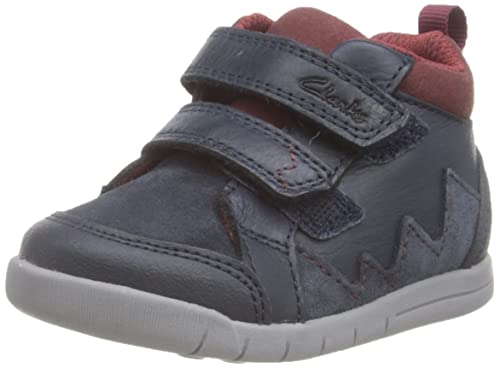 Clarks Baby-Jungen Rex Park T Sneaker, Navy Leather, 20.5 EU von Clarks