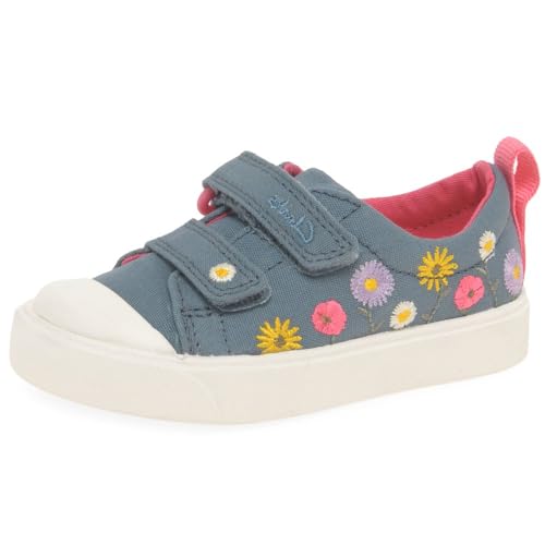 Clarks Mädchen City Bright T Sneaker, Blue Floral Txt, 23 EU von Clarks