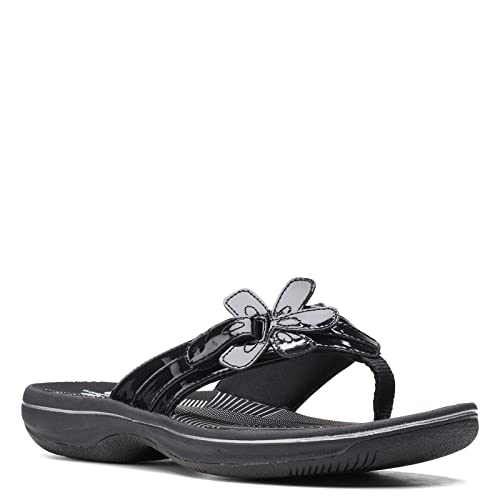 Clarks Damen Brinkley Flora Flipflop, Schwarz Lack Synthetisch, 39 EU von Clarks