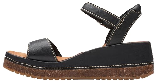 Clarks Damen Kassanda Lily Sandale, Black Leather, 41.5 EU von Clarks