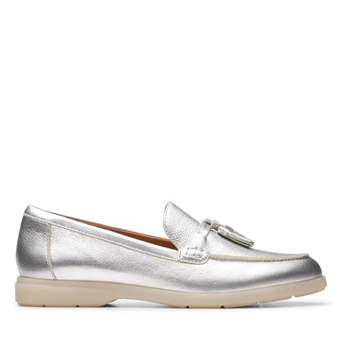 Clarks Damen Narini Edge Slipper, Silver Leather, 42 EU Clarks Damen Narini Edge Slipper, Silver Leather, 42 EU von Clarks