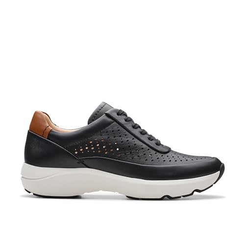 Clarks Damen Tivoli Grace Sneaker, Black Leather, 37.5 EU Clarks Damen Tivoli Grace Sneaker, Black Leather, 37.5 EU von Clarks