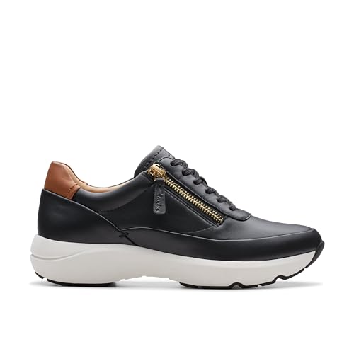Clarks Damen Tivoli Zip Sneaker, Black Leather, 40 EU Clarks Damen Tivoli Zip Sneaker, Black Leather, 40 EU von Clarks
