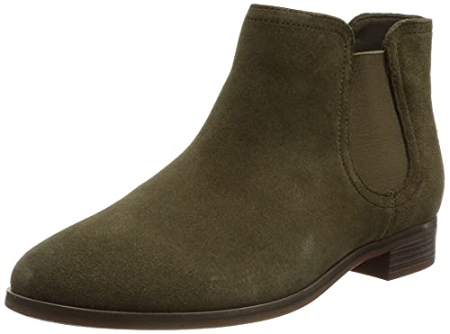 Clarks Damen Trish Chelsea-Stiefel, Dunkler Olive-Wildleder, 39 EU von Clarks