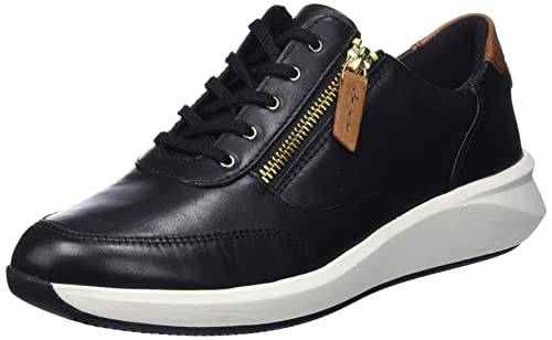 Clarks Damen Un Rio Zip Sneaker, Black Leather, 40 EU Clarks Damen Un Rio Zip Sneaker, Black Leather, 40 EU von Clarks