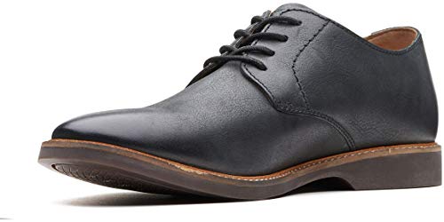 Clarks Herren Atticus Lace Oxford, schwarzes Leder, 42 EU Weit von Clarks