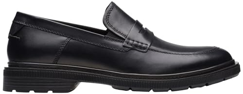 Clarks Herren Burchill Penny Loafer flach, Schwarzes Leder, 42 EU von Clarks