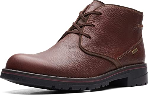 Clarks Herren Morris Peak wasserdicht Chukka-Stiefel, Braunes getrommeltes Leder, 43 EU von Clarks