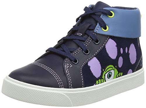 Clarks Jungen City Scare K Sneaker, Navy Combi Leather, 34 EU von Clarks