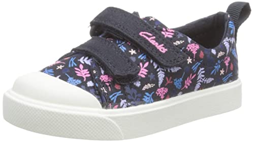 Clarks Mädchen City Bright T. Sneaker, Navy Canvas, 22 EU Weit von Clarks