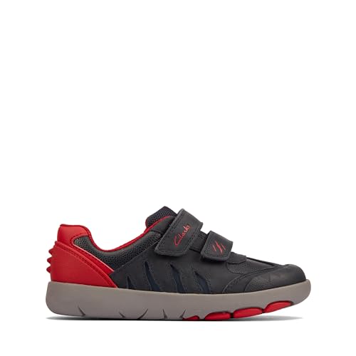 Clarks Rex Play K Sneaker, Navy/Red Lea, 29 EU von Clarks