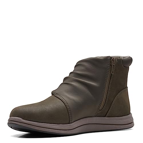 Clarks Women's Breeze Dusk Ankle Boot, Dark Olive Textile, 7.5 Wide von Clarks