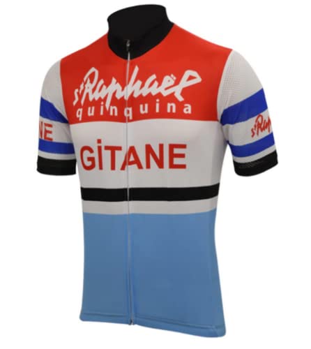 Fahrradtrikot für Herren, kurzärmlig, Saint Raphael Quinquina Gateana, Vintage, Retro, Geschenkset für Radsport, Giro Vuelta, blau, XL von Class'Icc