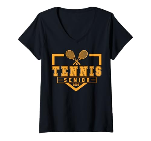 Damen Tennis Senior Night Tennis Senior 2026 Abschluss 26 T-Shirt mit V-Ausschnitt Damen Tennis Senior Night Tennis Senior 2026 Abschluss 26 T-Shirt mit V-Ausschnitt von Class of 2026 Graduation Shirts